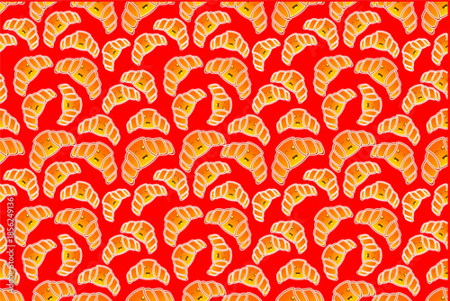 Croissant seamless pattern.
Fun and cute croissant design. Playful croissant background. Colorful croissant pattern. Adorable croissant illustration.