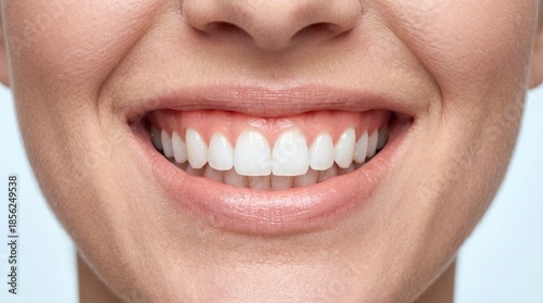 Dental health and confidence shown by perfect bright white smile.