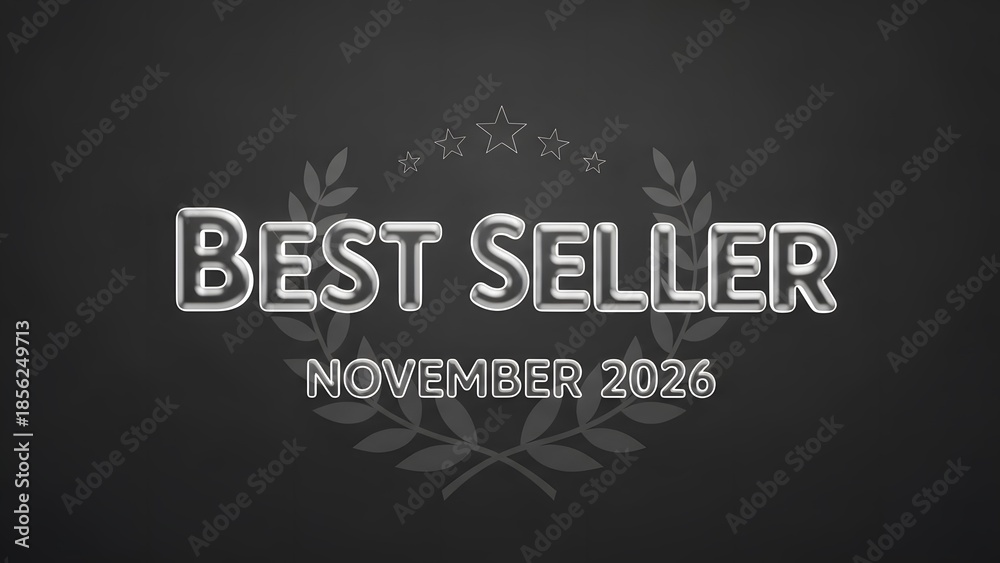 Obraz premium Best seller achievement with laurel wreath and stars for November 2026, dark background symbolizing success and elite status in sales