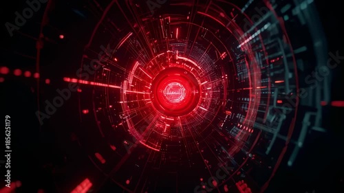 Wallpaper Mural 赤色のサイバー空間から遠ざかるバックズーム Torontodigital.ca