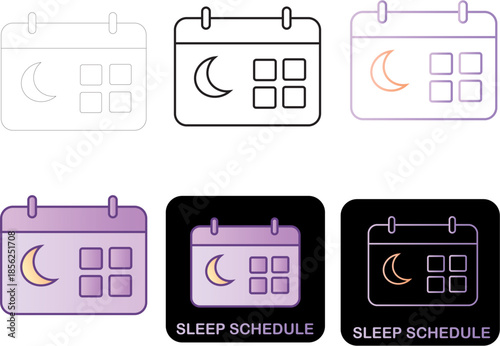 Minimalist Icons Representing Sleep Schedule and Moon Cycles on a Calendar