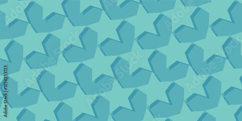 Seamless Abstract Star Geometric Pattern in Turquoise Blue Tones