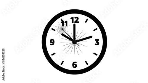 Black and White Analog Clock Face.