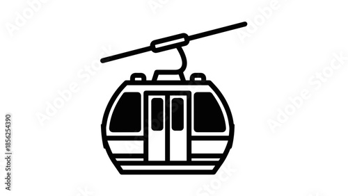 Cable Car Icon Simple Black Illustration.