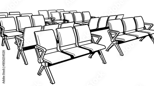 Empty Airport Waiting Area Seating Illustration.