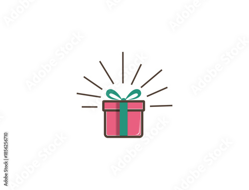 Gift box illustration with radiant effect