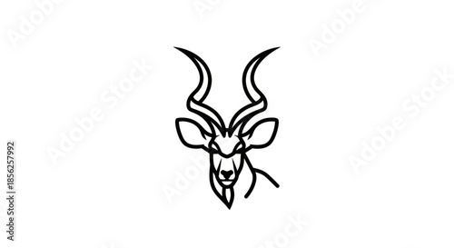 A minimalist outline of a kudu's head and shoulders, with large spiraling horns