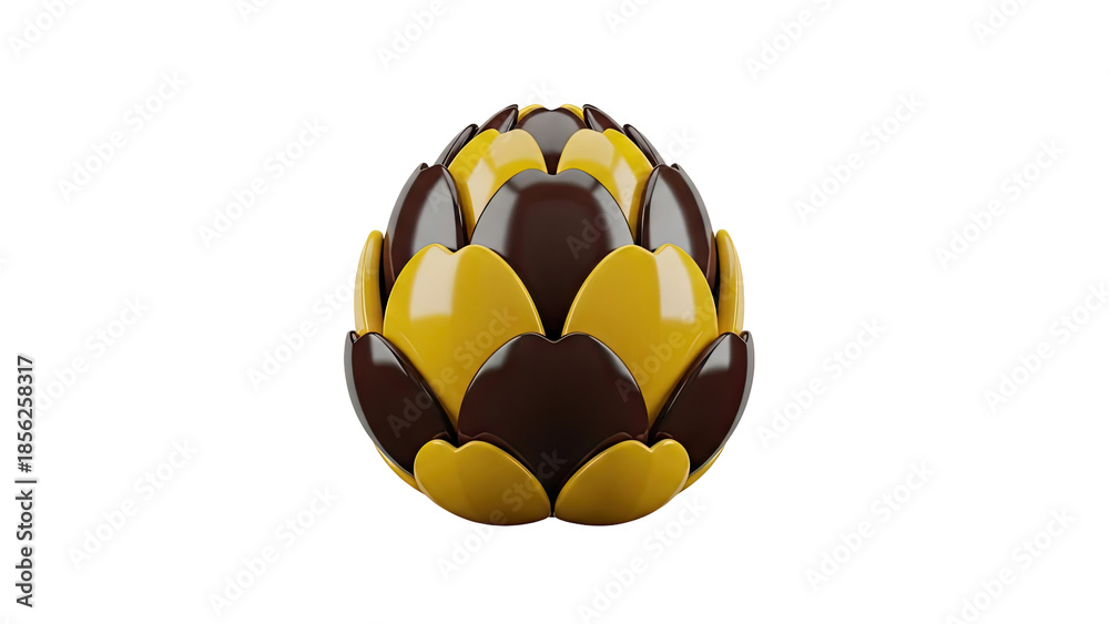 Obraz premium 3D Chocolate Easter Egg with Petal Design on transparent background