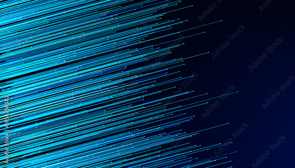 Obraz premium Digital Data Stream with Glowing Blue Lines on Dark Background