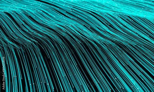 Digital Data Stream with Glowing Blue Lines on Dark Background

