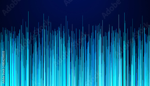 Digital Data Stream with Glowing Blue Lines on Dark Background

