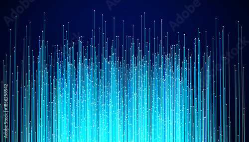 Digital Data Stream with Glowing Blue Lines on Dark Background

