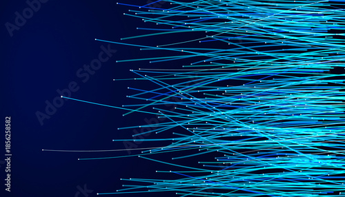 Digital Data Stream with Glowing Blue Lines on Dark Background

