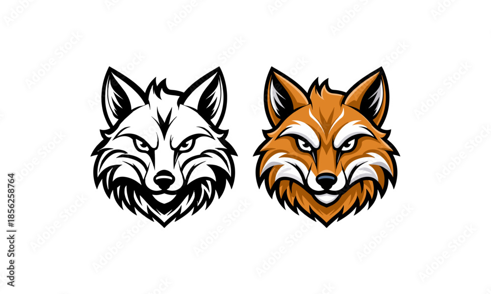 Fototapeta premium Cute Fox Head Mascot Logo Set