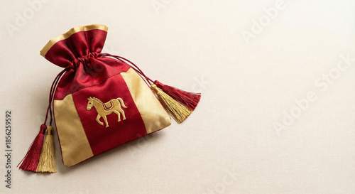 Traditional Korean lucky bag with horse embroidery for 2026