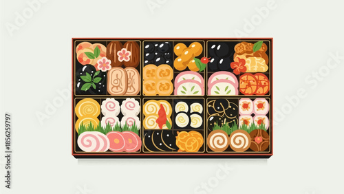 Traditional Japanese-Chinese New Year Osechi Ryori Feast - A Beautifully Arranged Culinary Celebration