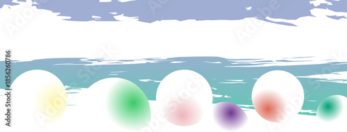 Soft Horizon Abstract Pastel Spheres Under Calm Sky  
