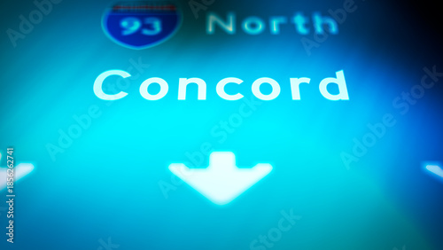 Crime Filler Shot - Cinematic Concord New Hampshire Highway Sign at Night