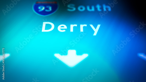 Crime Filler Shot - Cinematic Dover New Hampshire Highway Sign at Night