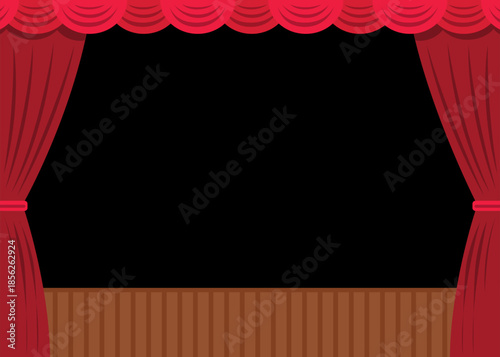 Theatre stage with red curtains stock illustration