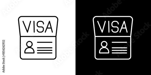 Modern outline icon of a visa document, symbolizing international travel authorization, immigration, and identification for global entry and mobility