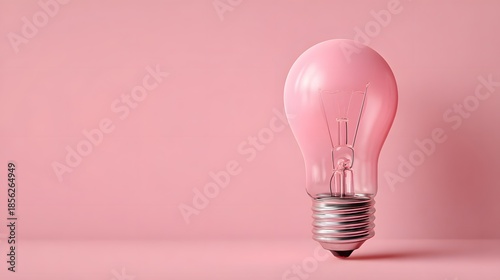A Single Pink Light Bulb Stands Out Against a Soft Pink Background.