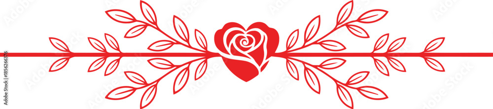 Fototapeta premium Elegant Floral Vine with Heart Design Vector