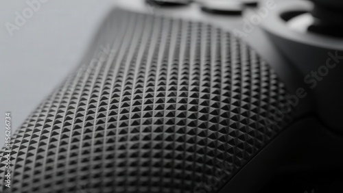 Close-up view of a game controller's textured surface and buttons