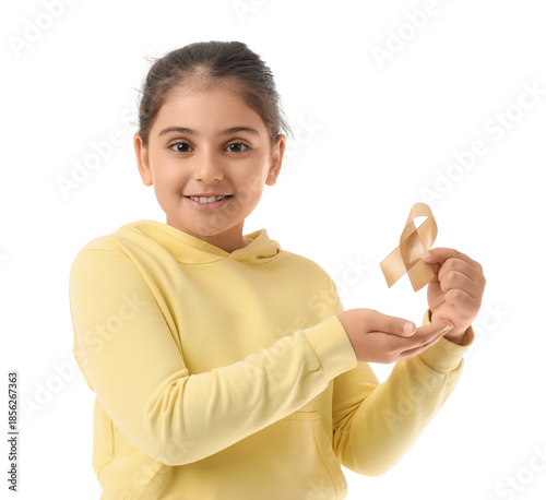 Cute girl with golden ribbo...