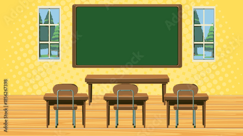 classroom with blackboard