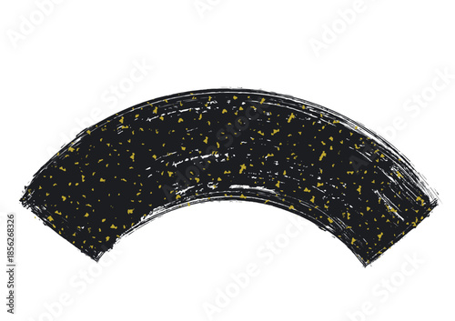 手書き筆タッチの細目扇形に金箔を散らしたフレーム/黒