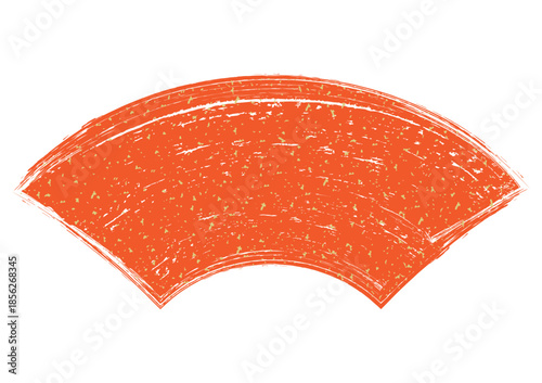 金粉をちりばめた筆描き扇形フレームの和風イラスト/朱色