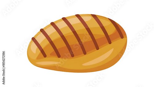 Golden Baguette on White Background