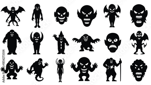 Collection of various monster and creature silhouettes