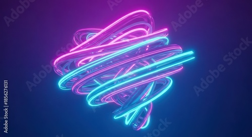 A captivating neon abstract composition featuring twisting, glowing lines