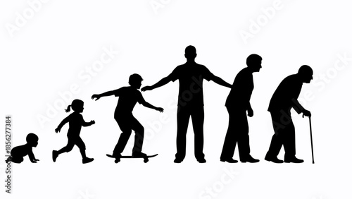 Human Life Cycle Stages Silhouette Illustration.