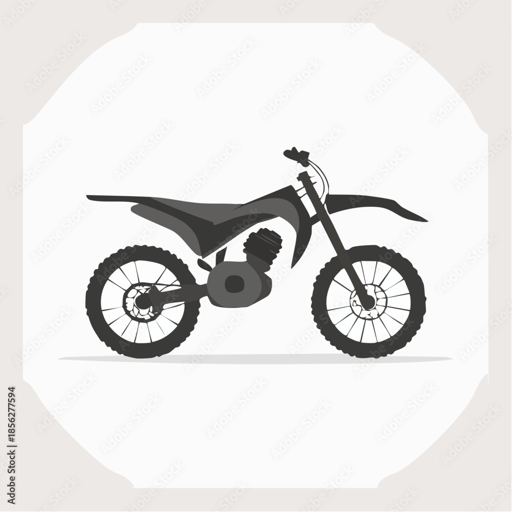 Fototapeta premium Stylized Illustration of a Dark Gray Motocross Bike.