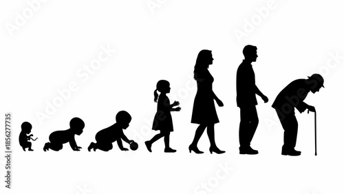 Human Life Cycle Stages Silhouette Illustration.
