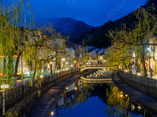 兵庫県の豊岡市の城崎温泉の夜景