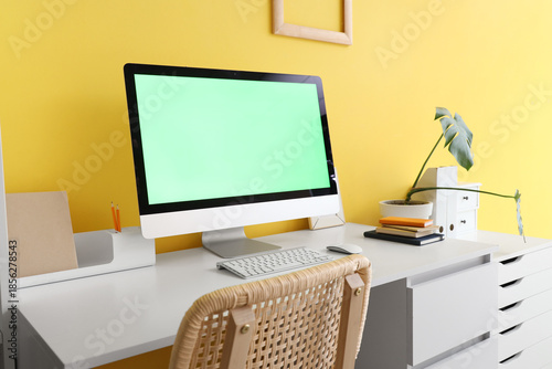 Modern computer with blank ...