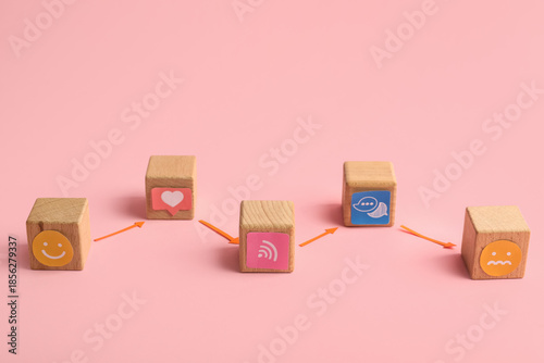 Connected wooden cubes with...