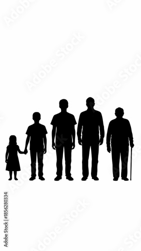 Silhouettes of People of Different Ages.