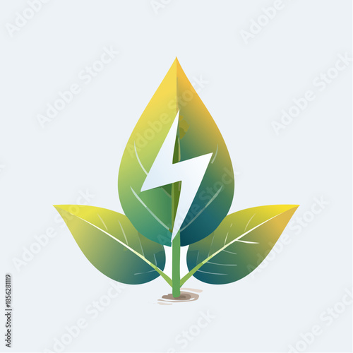 Stylized White Leaf Illustration with Green Stem and Veins.