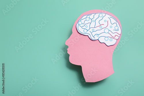 Paper human head with brain...