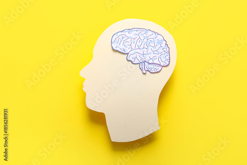 Paper human head with brain...