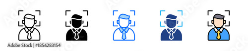 Facial Recognition Icon Set Multiple Style Collection