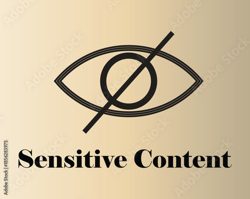 A black eye icon with a diagonal line through it, indicating hidden or sensitive content, on a beige background with the text 'Sensitive Content' below.