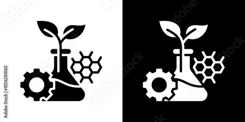 Biotechnology Icon Set Vector Collection Isolated In Black And White