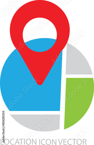 A red location pin icon placed on a stylized circular map showing different areas. Free Download A red location pin icon placed on a stylized circular map showing different areas. - GFXLoad