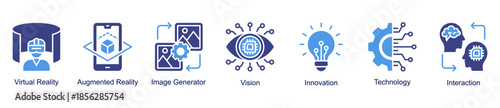 Immersive Tech web banner icon illustration featuring immersive technologies, visual innovation, digital interaction, and creative experiences